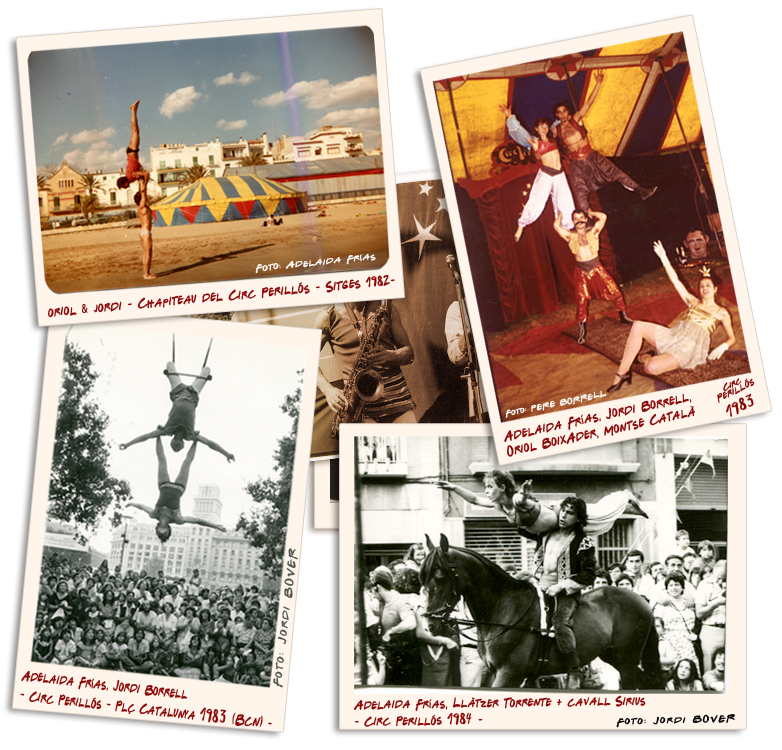 Circ Perillós: Oriol Boixader, Jordi Borrell, Adelaida Frias, Llàtzer Torrente i el cavall Sírius