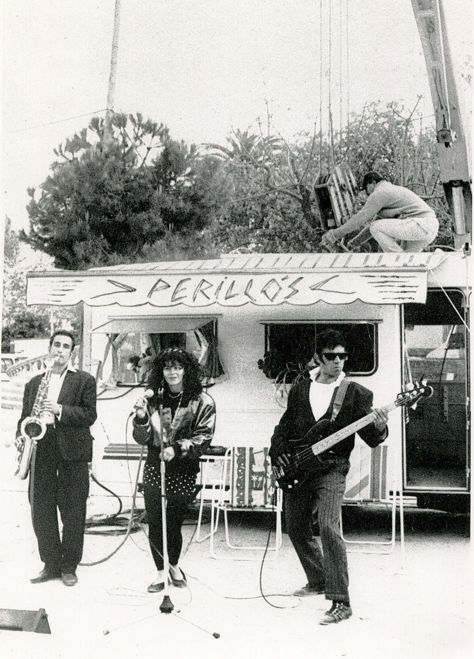 Circ Perillós, La rulot - Jordi Borrell, Adelaida Frías, Pep Castells i Pep Vila - Barcelona 23 abril 91 (Foto Estournet)
